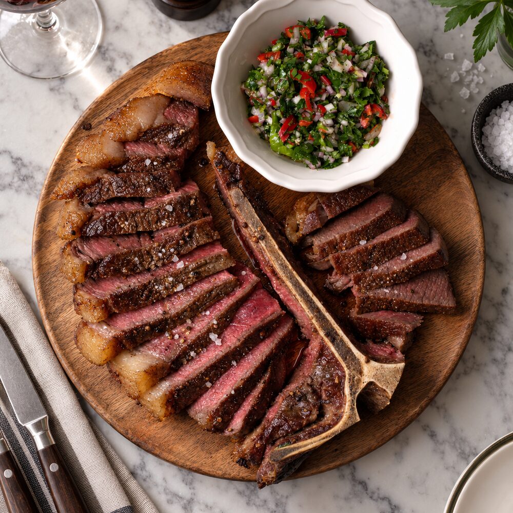Porterhouse steak se salsou chimichurri