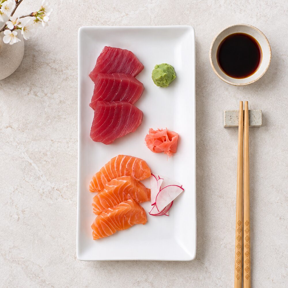 Sashimi z tuňáka a lososa